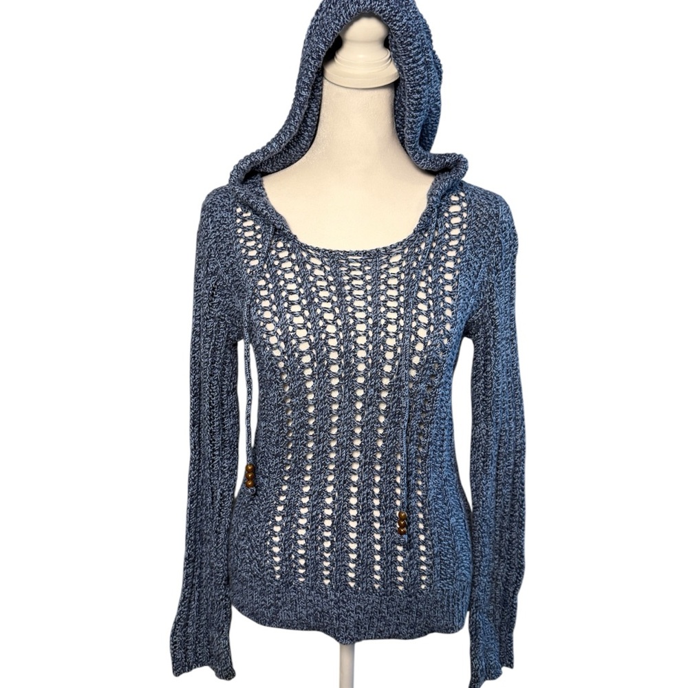 American Eagle Blue Knit Women's Sweater with Hood size small